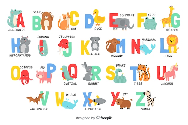 Free vector alphabet letters from animals shapes