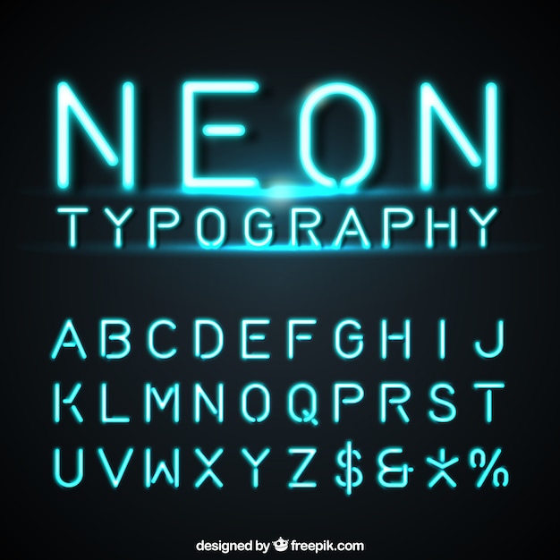 Alphabet made of neon