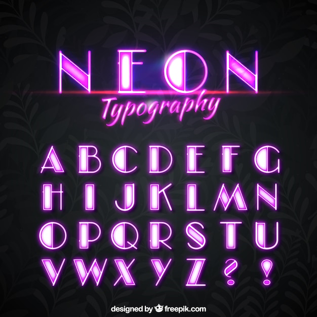 Free vector alphabet neon of pink lights