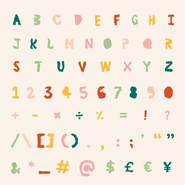 Free vector alphabet,numbers,symbols vector set