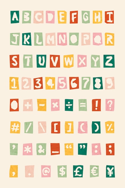 Alphabet, numbers vector symbols font lettering