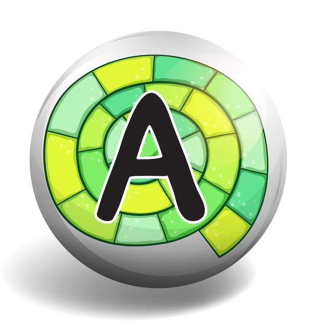 Alphabet a on round badge