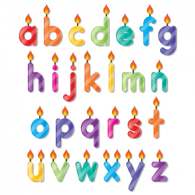 Free vector alphabet shaped birthday candles