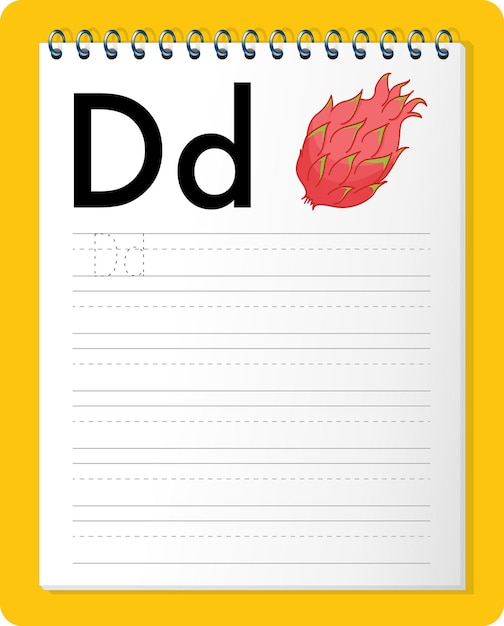 Free vector alphabet tracing worksheet with letter d
