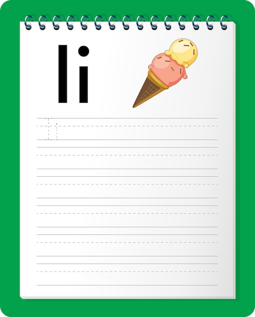 Alphabet tracing worksheet with letter I and i