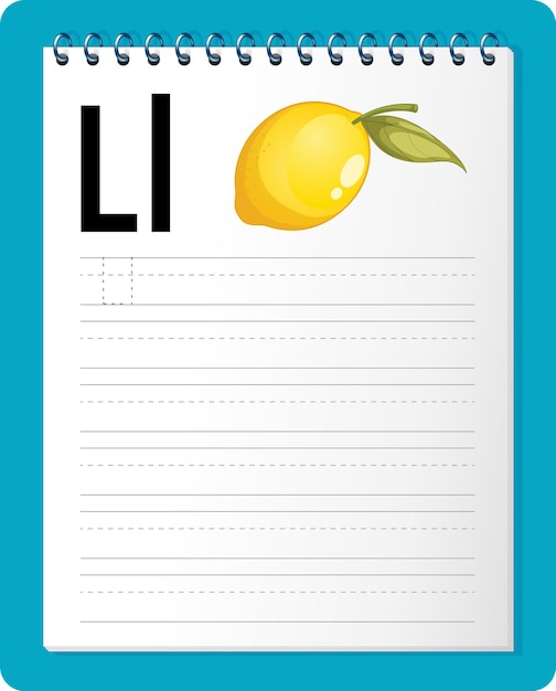 無料ベクター 文字lとlのアルファベットトレースワークシート