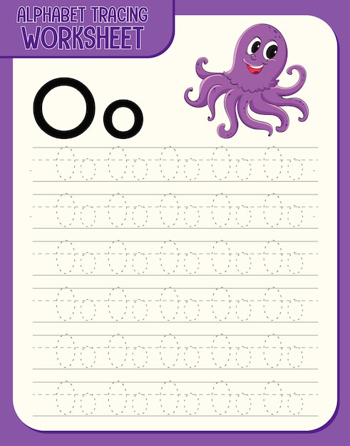 Free vector alphabet tracing worksheet with letter o and o