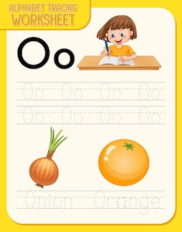 Alphabet tracing worksheet with letter o and o