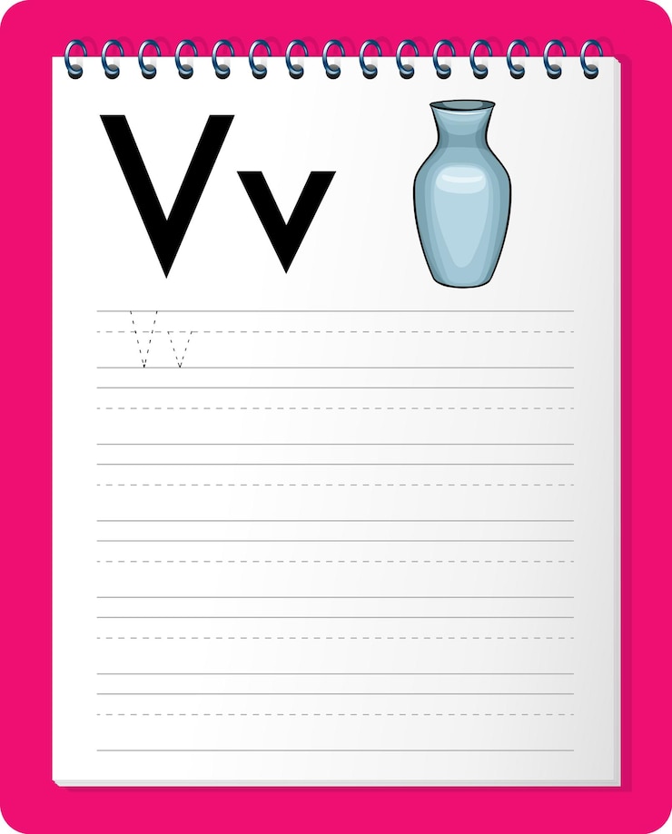 Free Vector alphabet tracing worksheet with letter v and v