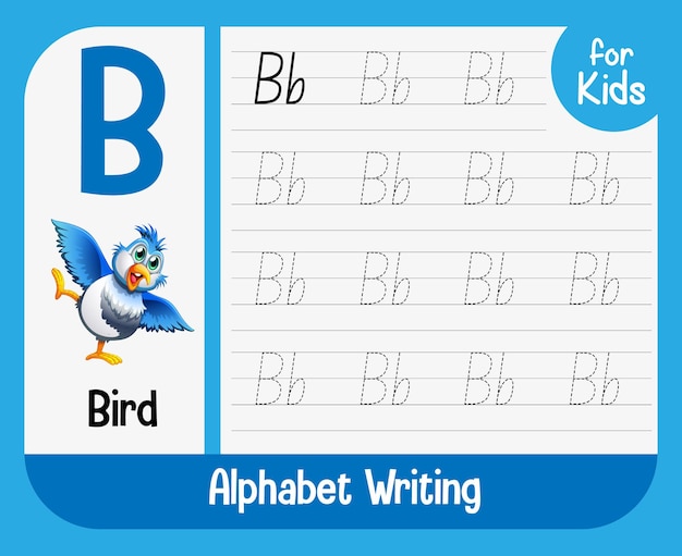 Alphabet tracing worksheet with letter and vocabulary