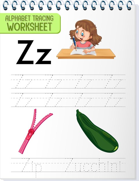 Alphabet tracing worksheet with letter Z and z