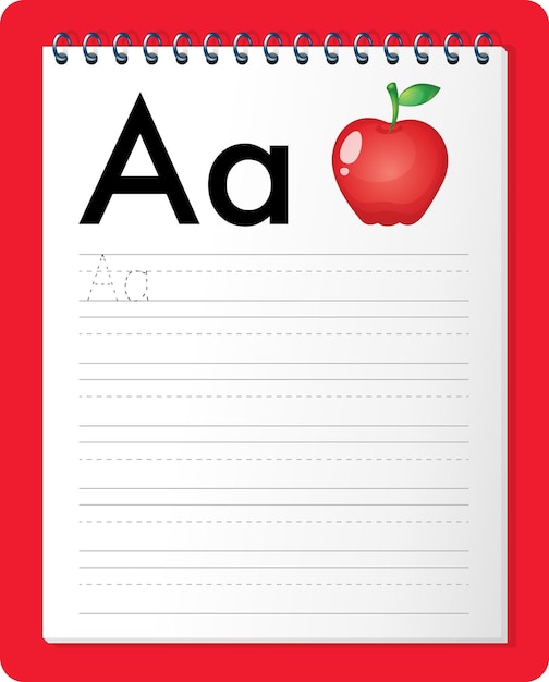 Free vector alphabet tracing worksheet with letter a and a