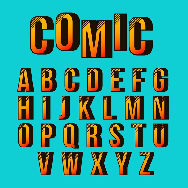3 dコミックデザインのアルファベット