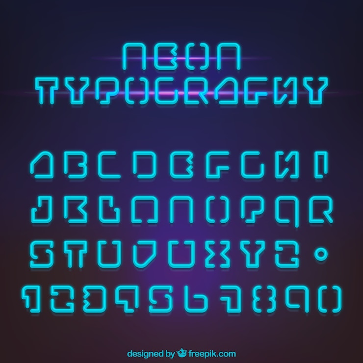 Free Vector alphabet with blue neon lights