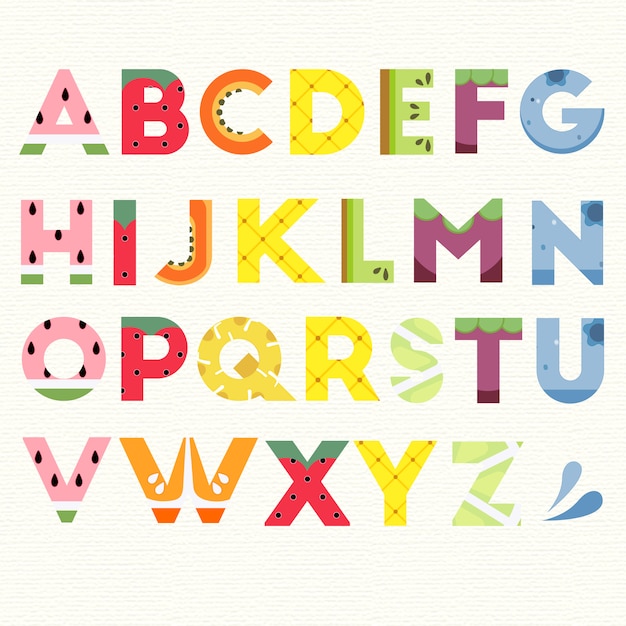 Free vector alphabet with fruit design