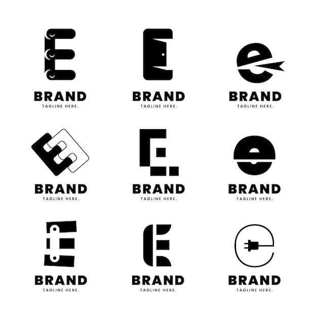 Alphabetical letter e logo collection