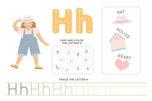 Alphabetical worksheet with letter h