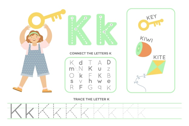 Alphabetical worksheet with letter k