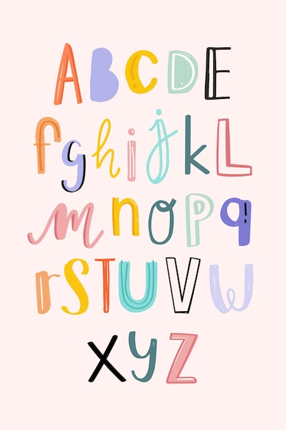 Free vector alphabets doodle typography vector set