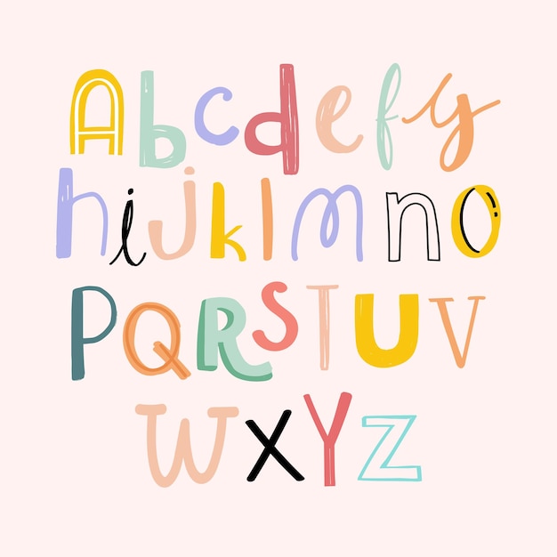 Free vector alphabets typography hand drawn doodle style