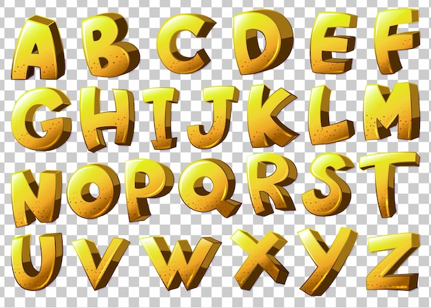 Vettore gratuito alfabeti in colore giallo