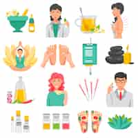 Free vector alternative medicine icons set