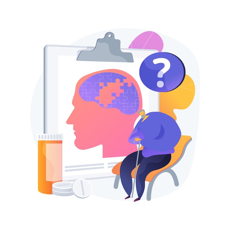 Free Vector alzheimer disease abstract concept vector illustration. amnesia diagnosis, dementia, alzheimer treatment, degenerative disease, dotage problem, aged people illness, memory loss abstract metaphor.