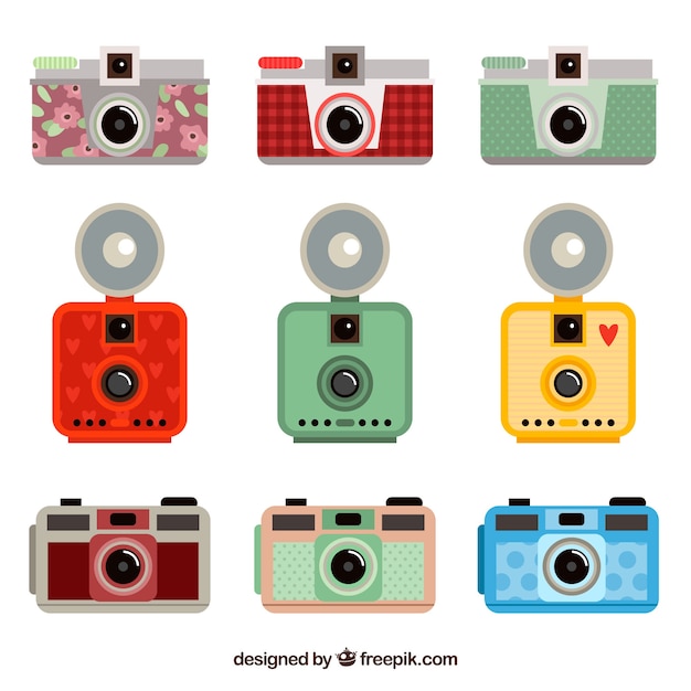 Free vector amateur cameras collection