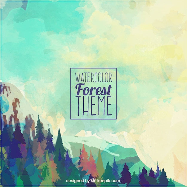 Free vector amazing background of a landscape painted with watercolors