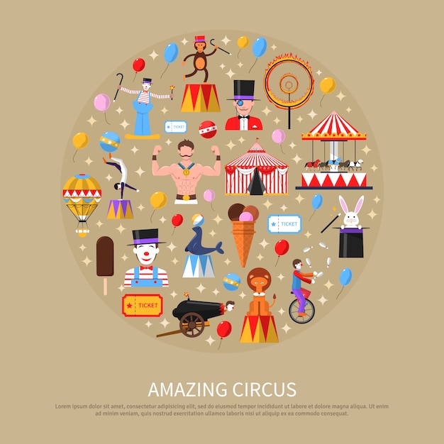 Vettore gratuito amazing circus concept