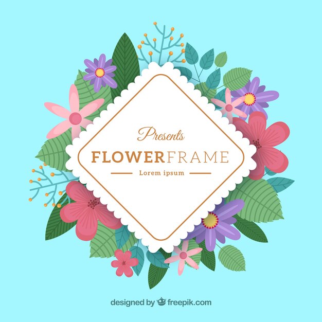 Amazing floral frame, flat style