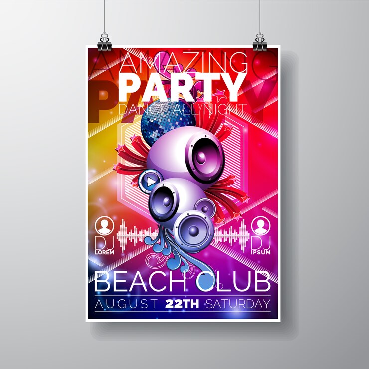 Free Vector amazing party poster