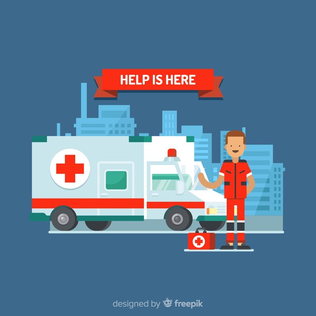 Ambulance in flat design