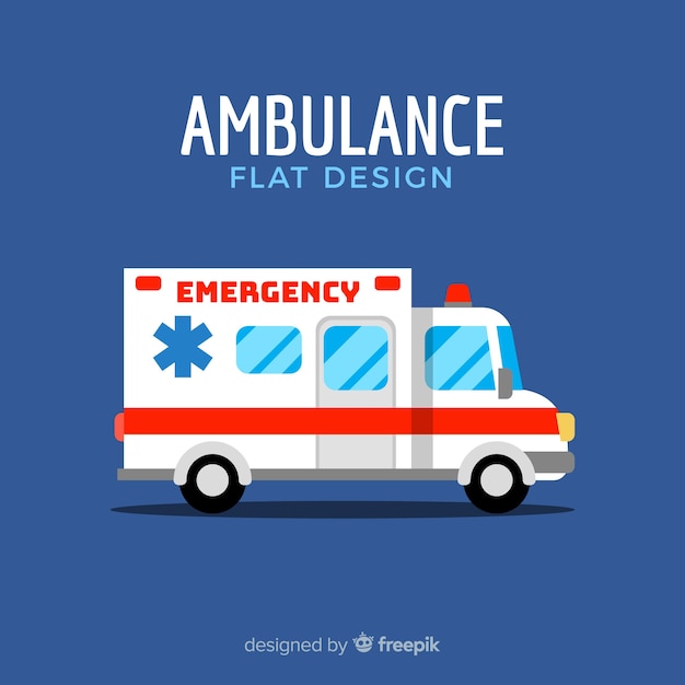 Vettore gratuito ambulanza in stile piano