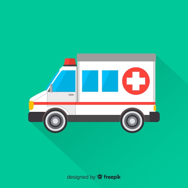 Vettore gratuito ambulanza in stile piano