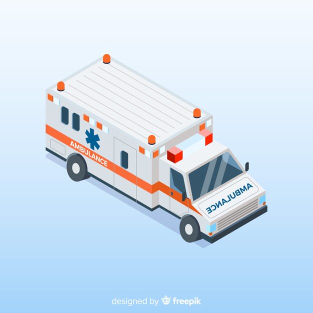 Ambulance in isometric style