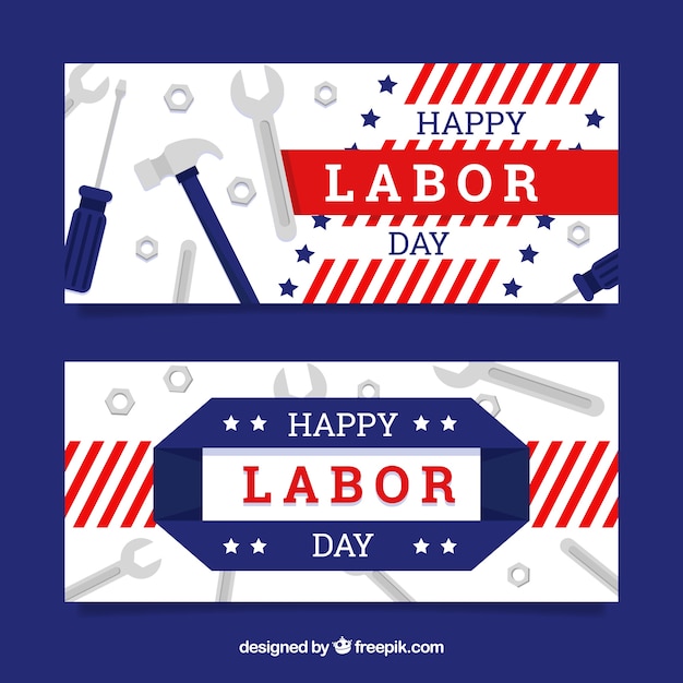 Amercian labor day banners with flat design