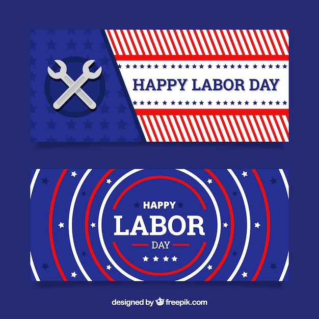 Amercian labor day banners with flat design