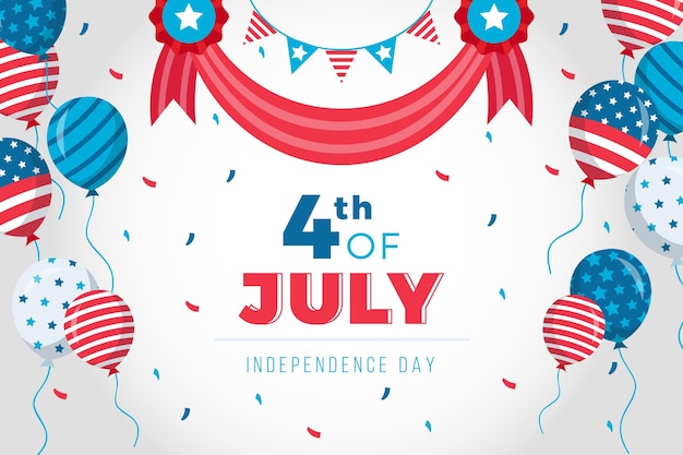 Free vector america 4th of july day with balloons background