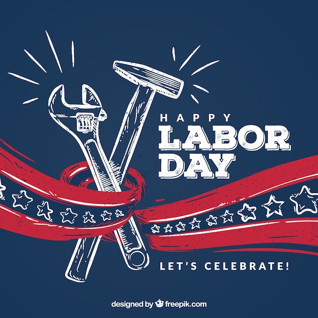 Free vector american background with labor day sketches
