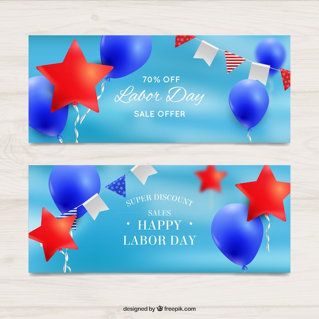  american banners set of labor day decoration