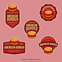 Vettore gratuito distintivi hamburger americani