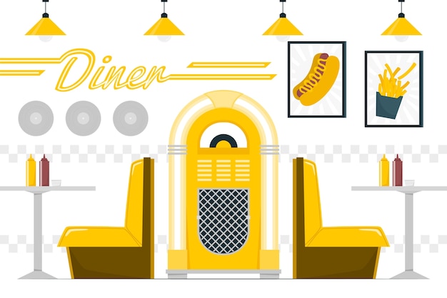 Бесплатное векторное изображение Иллюстрация концепции американской закусочной