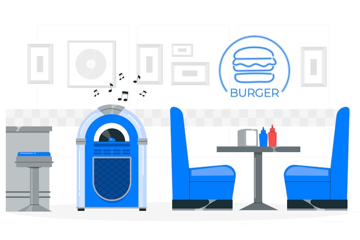 무료 Vector 아메리칸 다이너 컨셉 일러스트