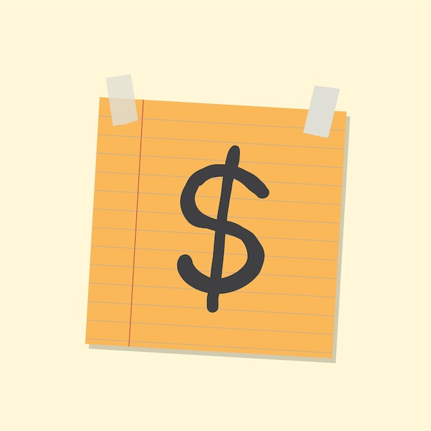 Free vector american dollars sticky note illustration