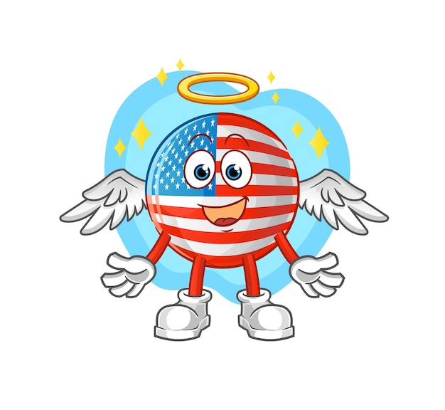 翼​の​ベクトル​を​持つ​アメリカ​の​国旗​の​天使​。​漫画​の​キャラクター