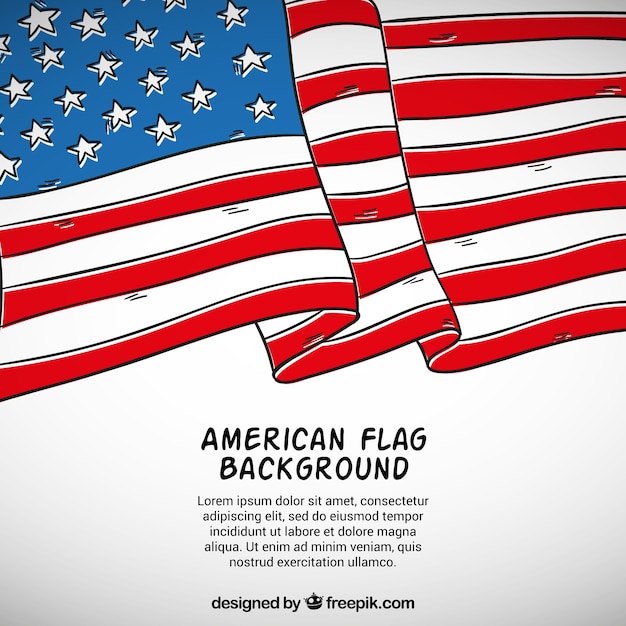 American flag background in hand-drawn style