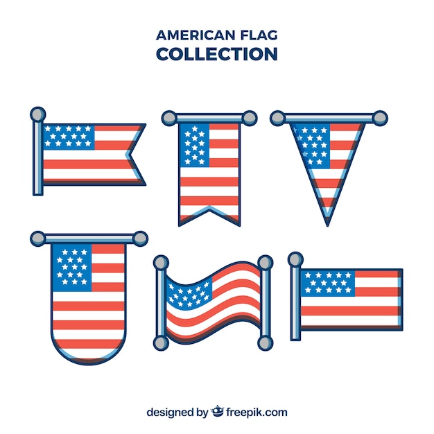 Free vector american flag collection with different shapes