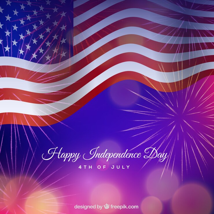 Free Vector american flag and fireworks