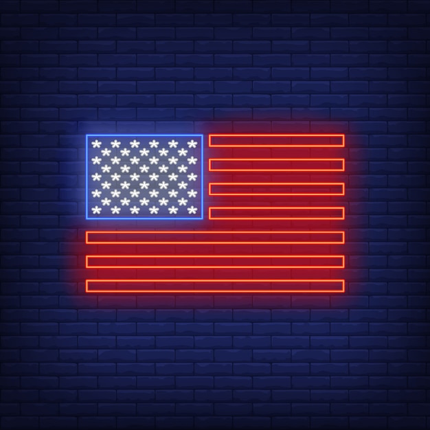 Free vector american flag neon sign